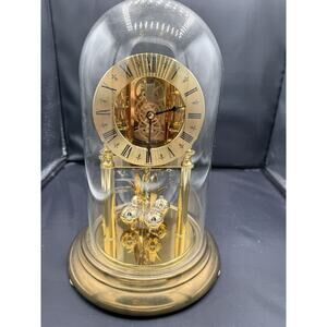 Vintage Elgin Mechanical Gold tone Mantle Clock with Glass DOME For Parts Only